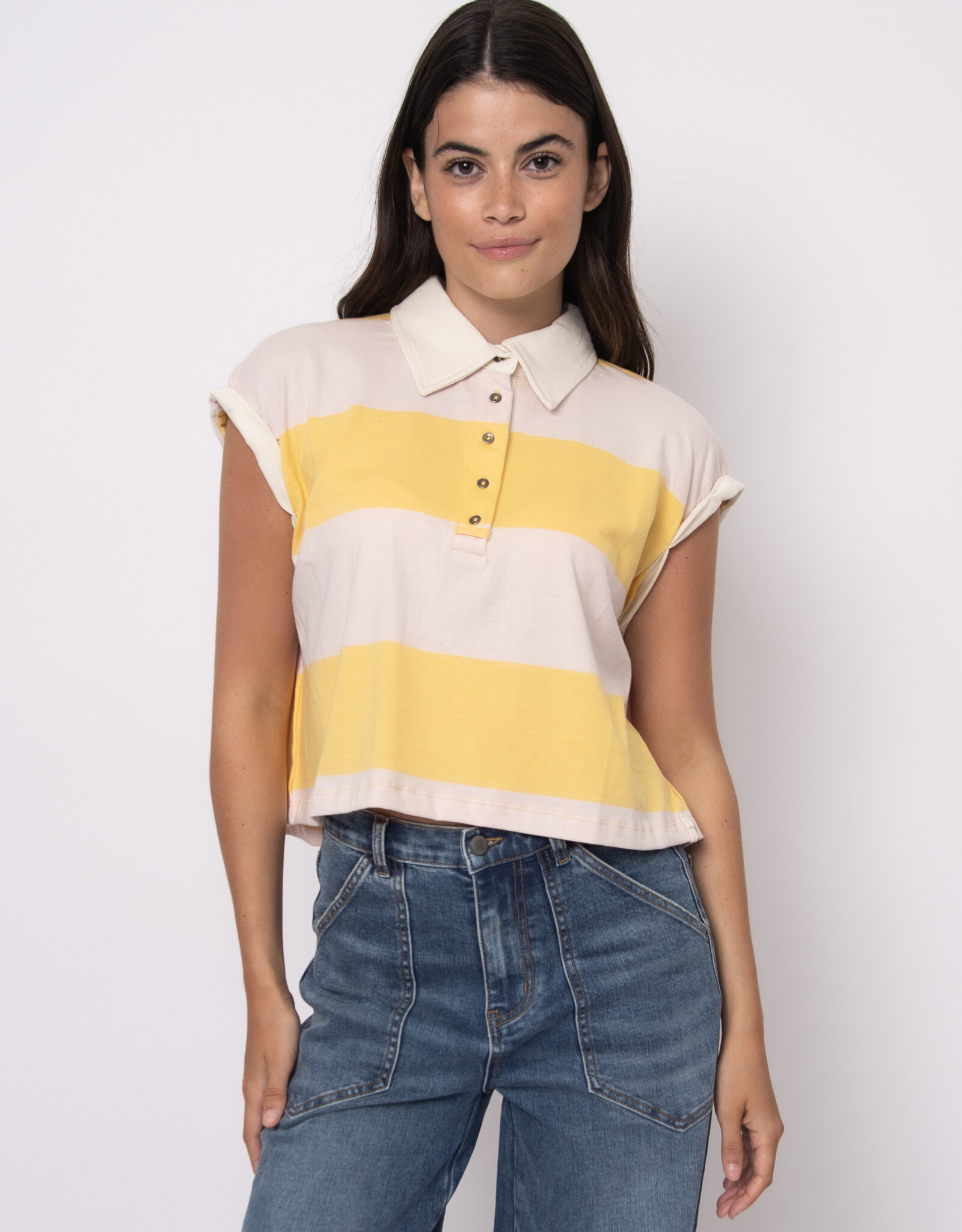 RD Style Harper Rolled Sleeve Boxy Polo