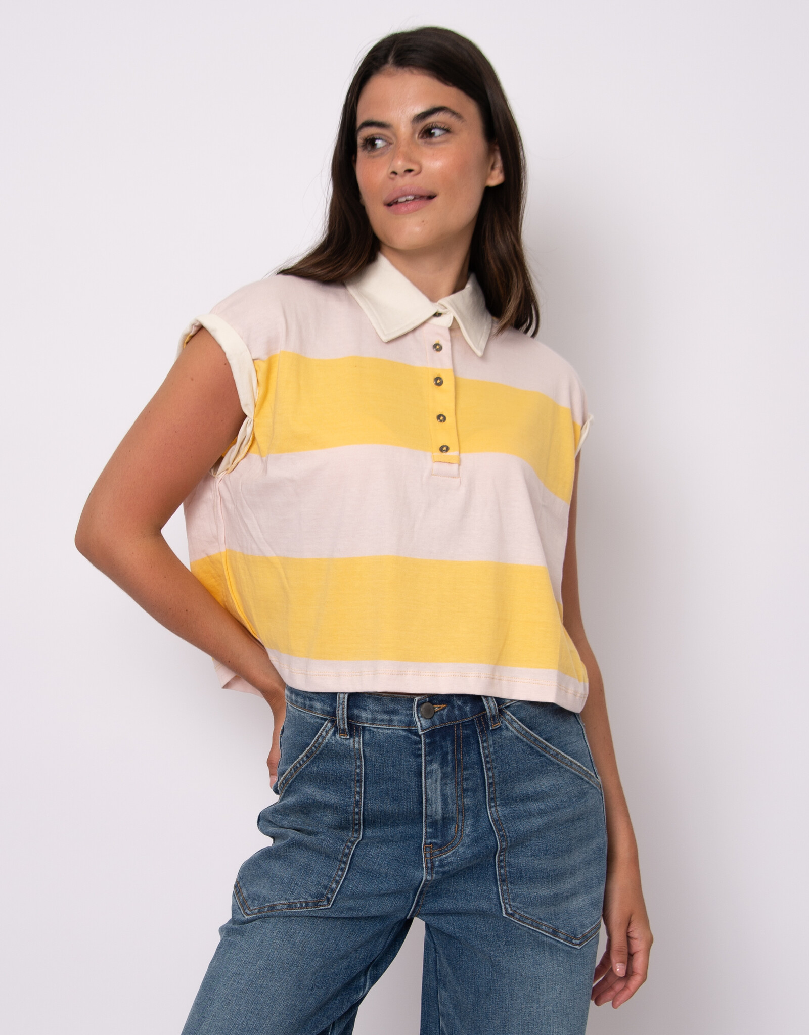 RD Style Harper Rolled Sleeve Boxy Polo