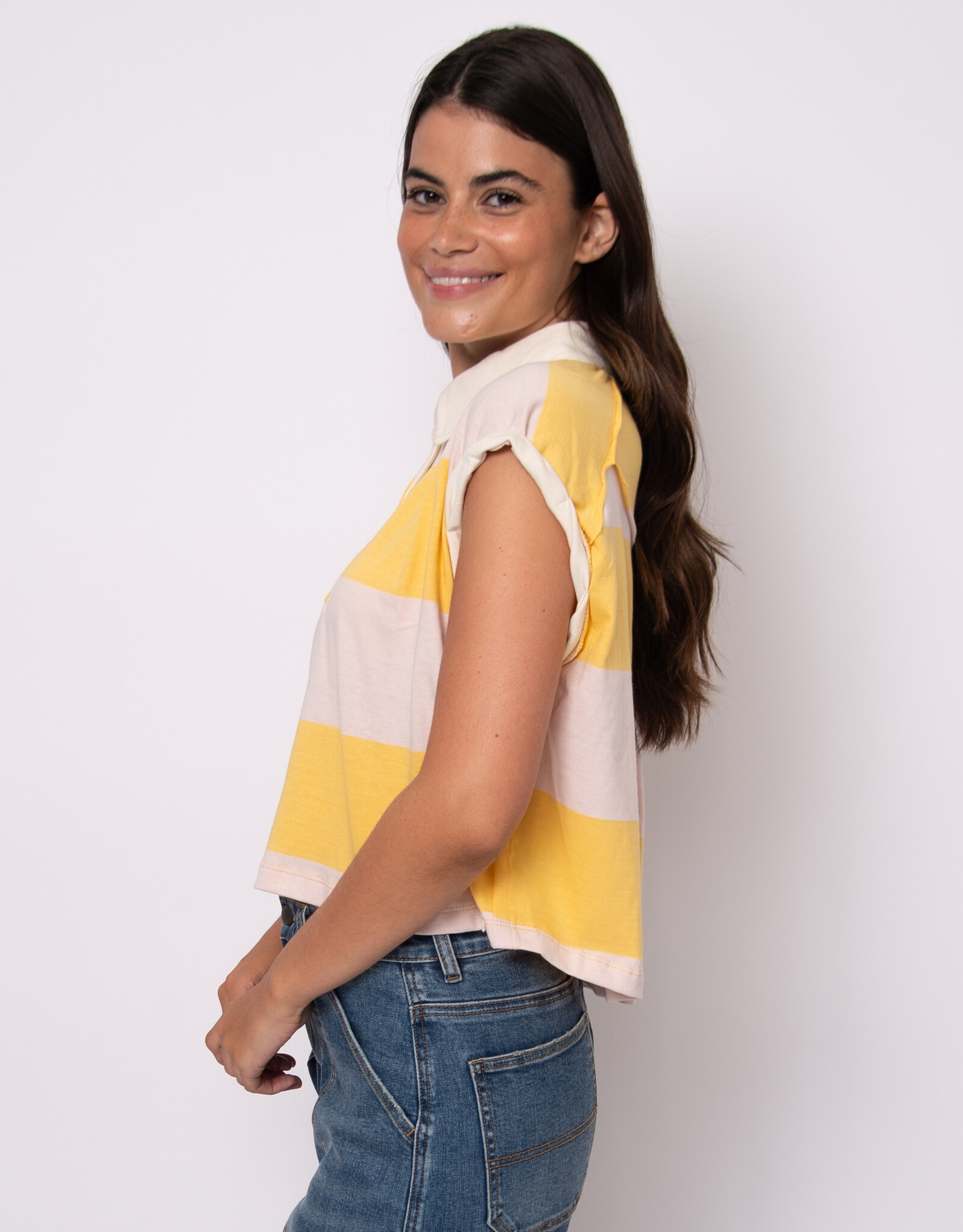 RD Style Harper Rolled Sleeve Boxy Polo