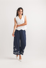 Papillon Crepe WideLeg Pant w Emb Detail