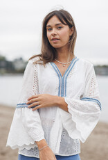 Papillon Eyelet Top w Denim Fringe