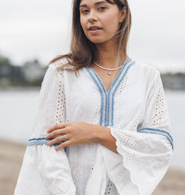 Papillon Eyelet Top w Denim Fringe
