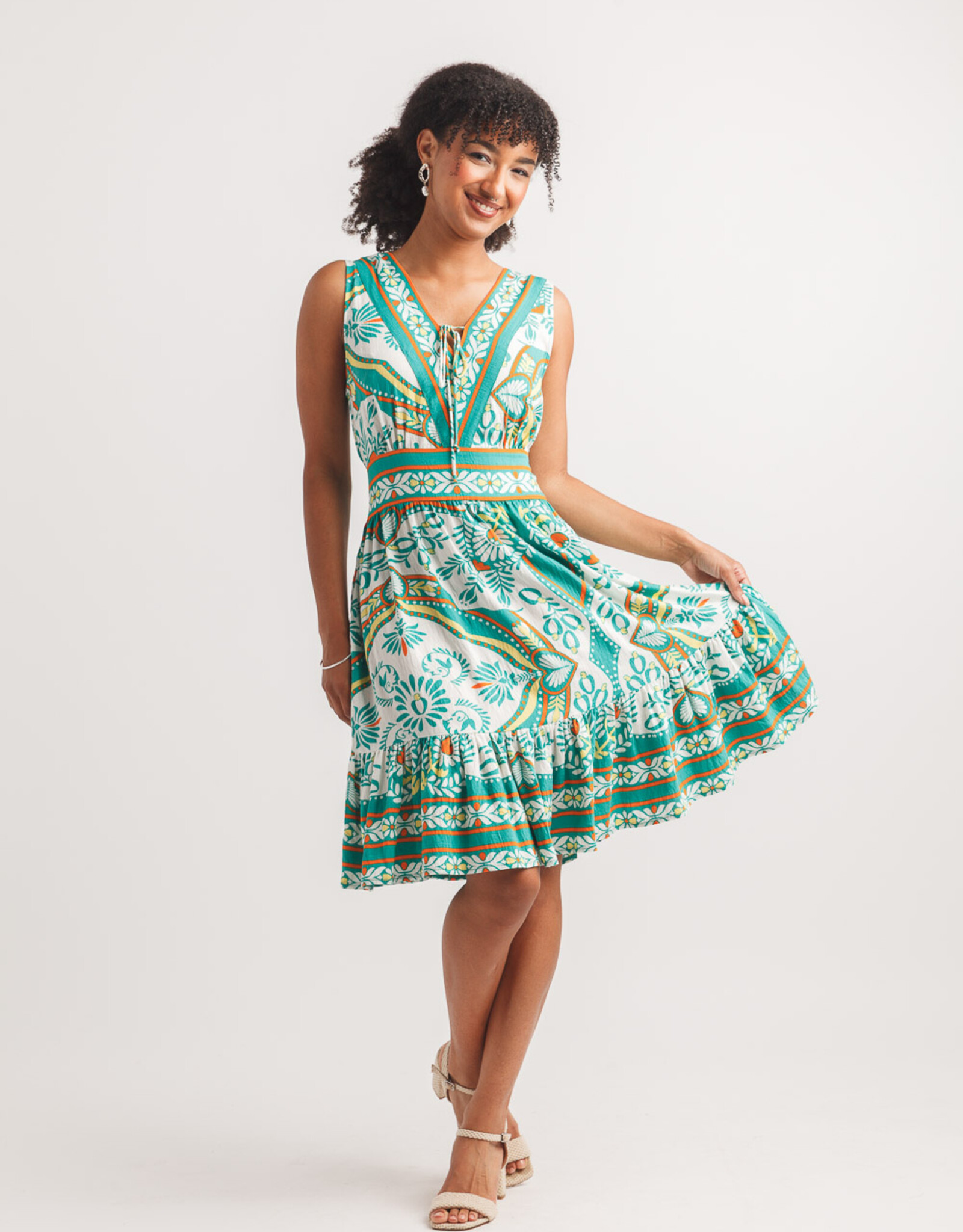 Papillon Boho Printed V-Neck Dress
