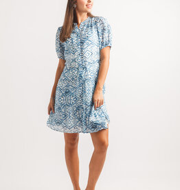 Papillon Geo Print Puff Sleeve Dress