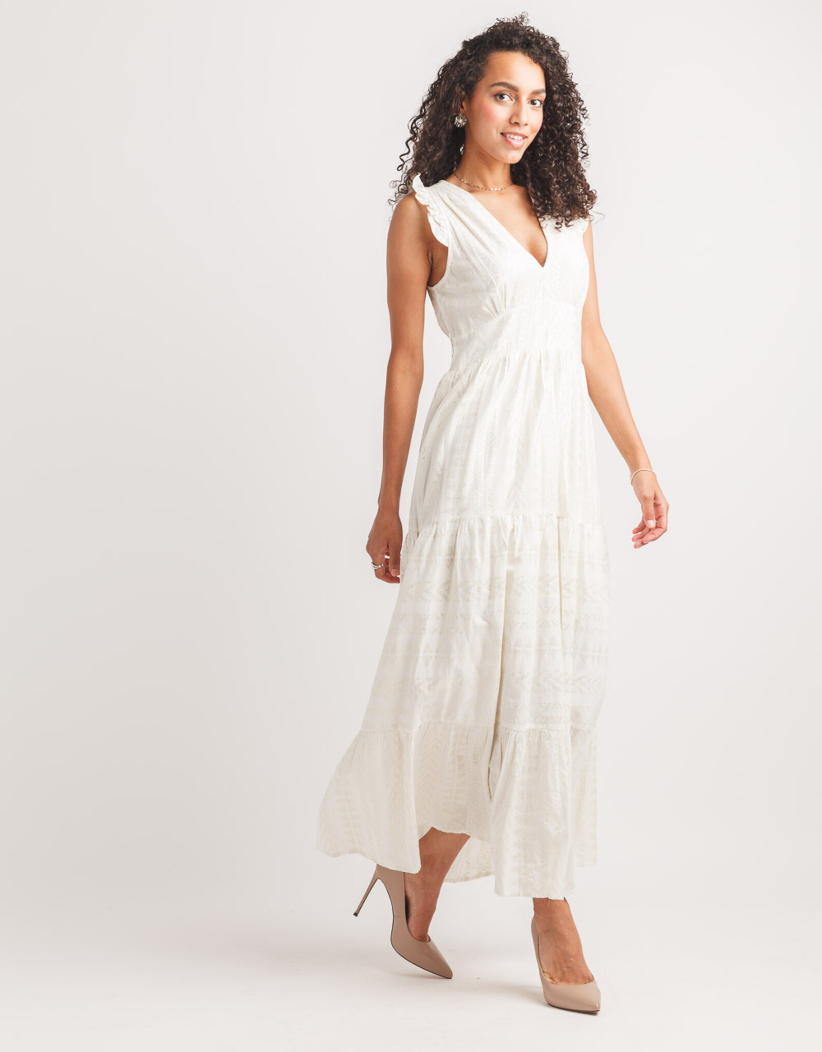 Papillon Metallic Printed V-Nk Dress