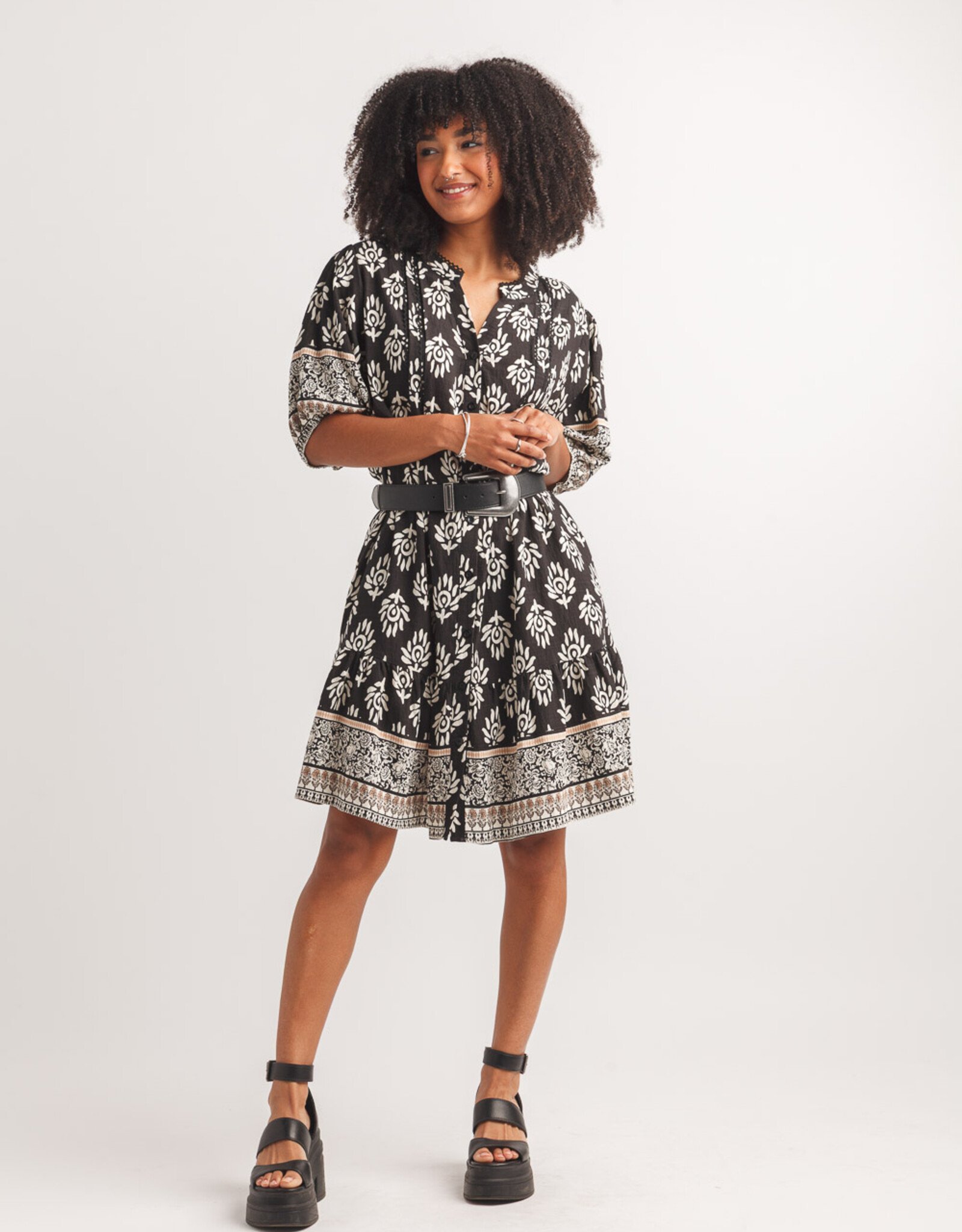 Papillon Damask Border Printed Dress