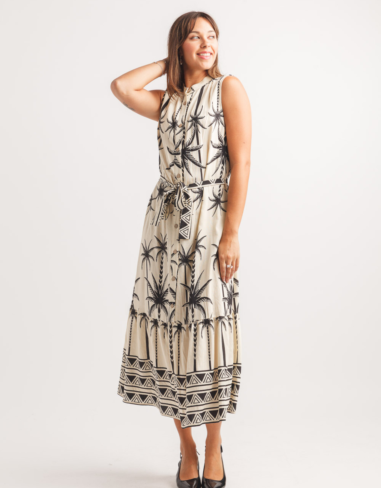 Papillon Palm Tree Printed Dress