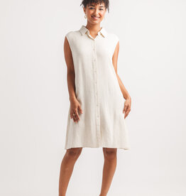 Papillon Linen Blend Collared Shirt Dress