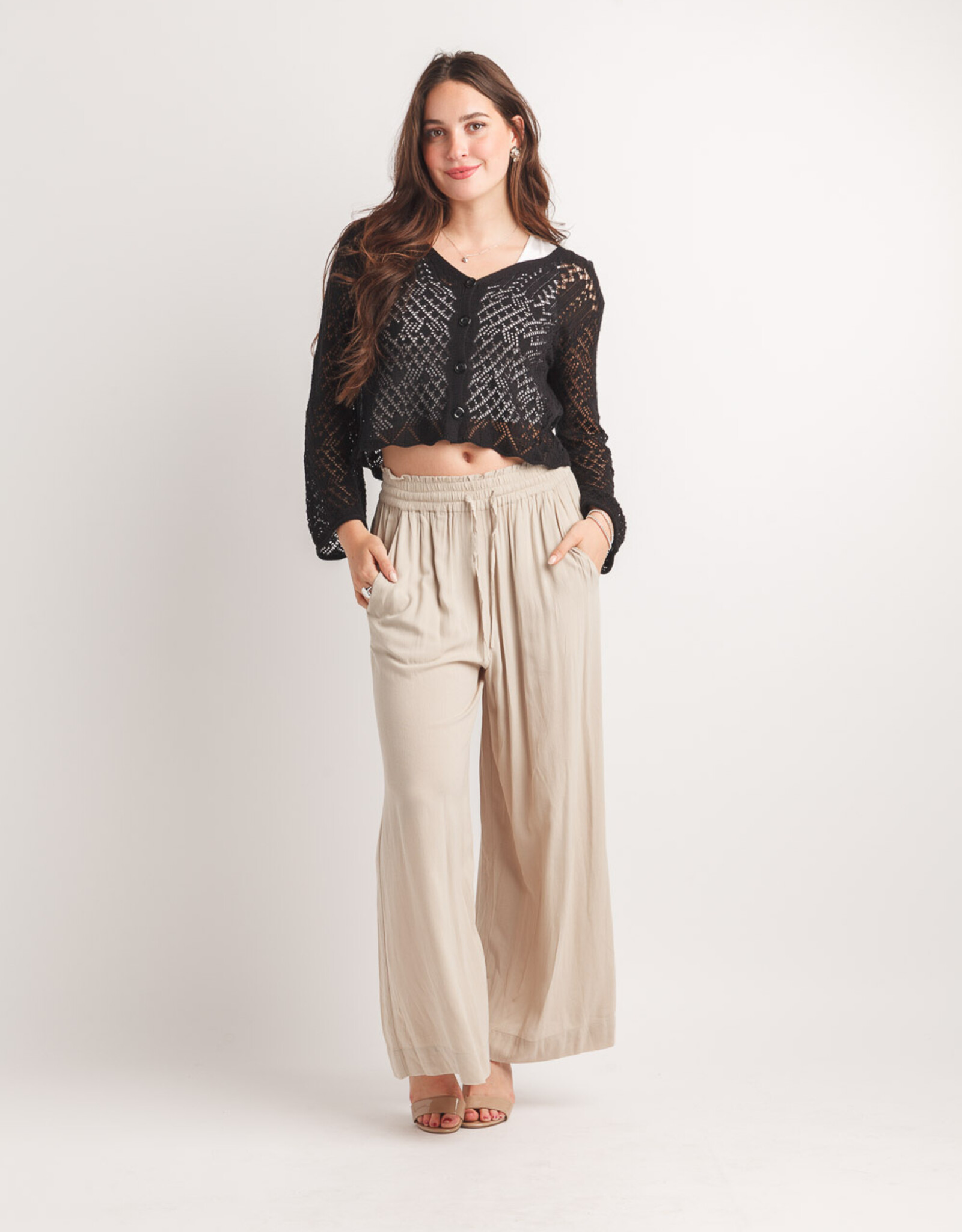 Papillon  Wide Leg Pant w Elastic Waist