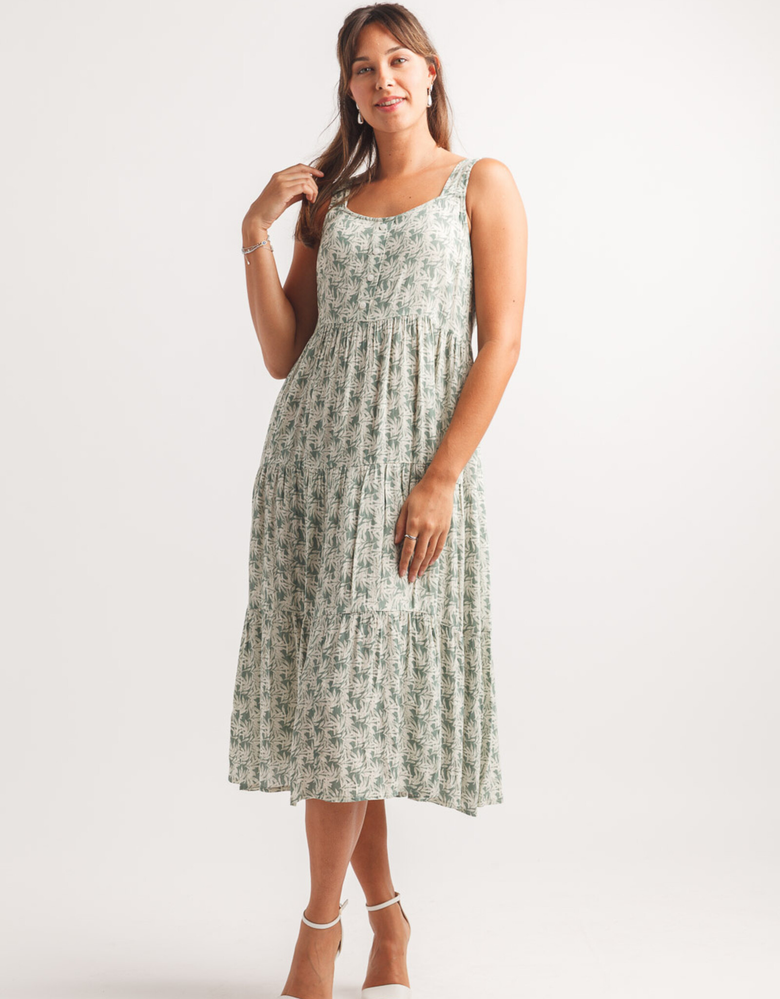Papillon Tiered Leaf Print Dress