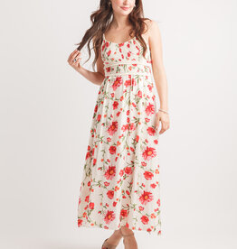Papillon Red Floral Smocked Cami Dress