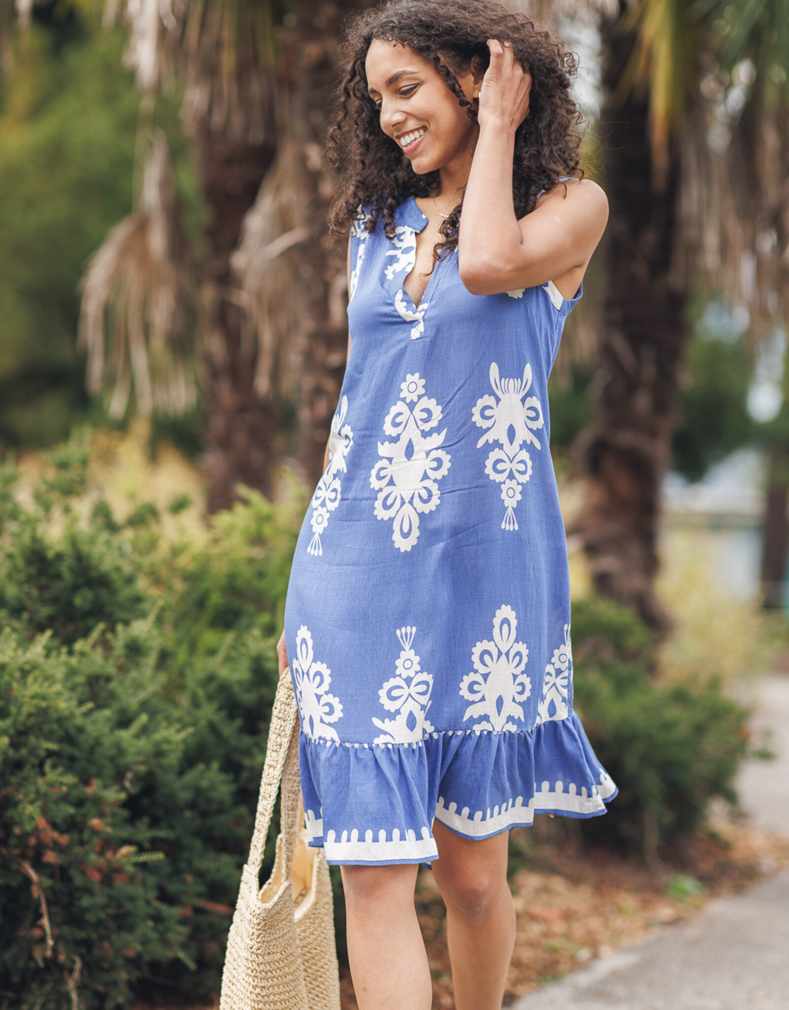 Papillon Greek Print Sleeveless Dress