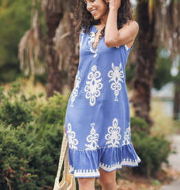 Papillon Greek Print Sleeveless Dress