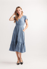 Papillon S/S Button Front Dress w Lace Detail