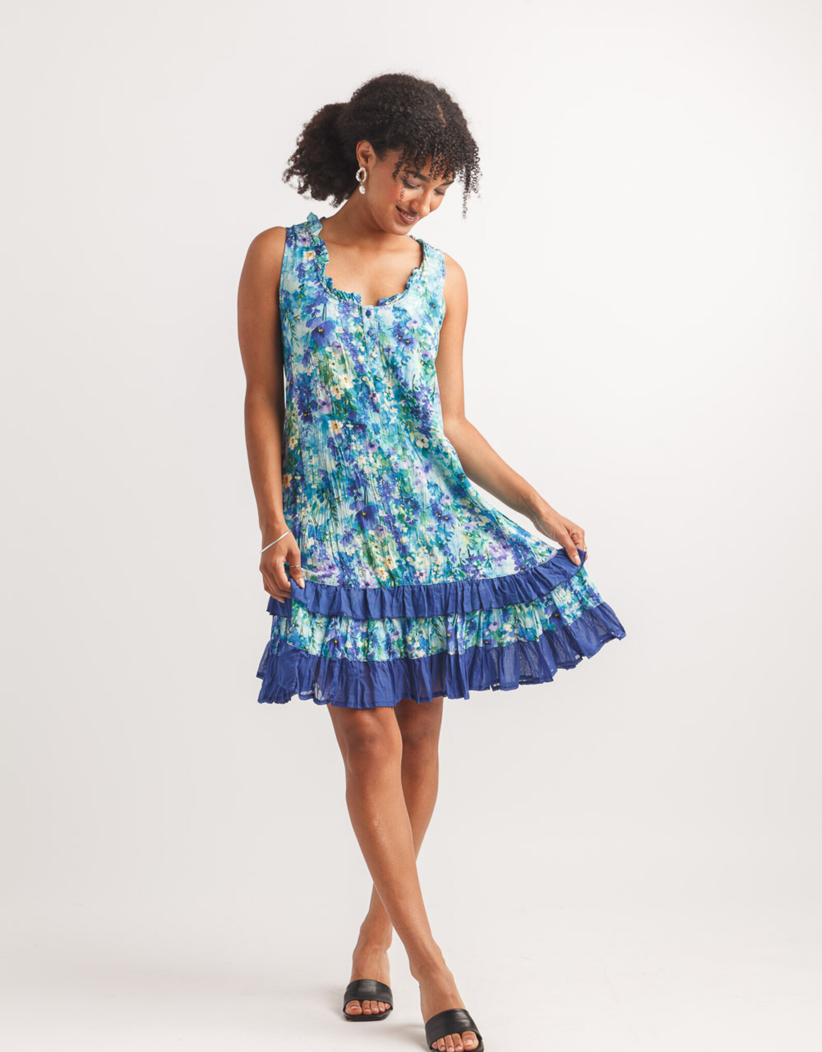 Papillon Floral Watercolour Crinkle Dress