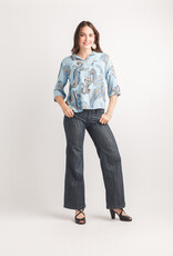 Papillon Paisley Linen Henley Top