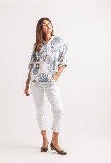 Papillon Paisley Linen Henley Top