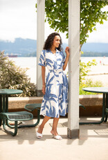 Papillon Leaf Print Collared Button Up Dress