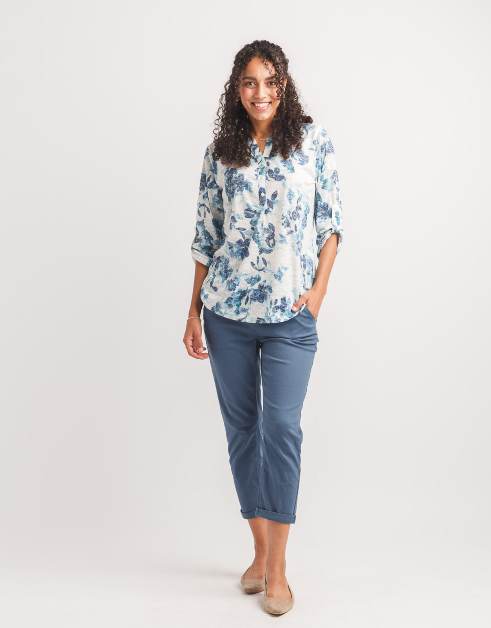 Papillon Knit Floral Henley Top
