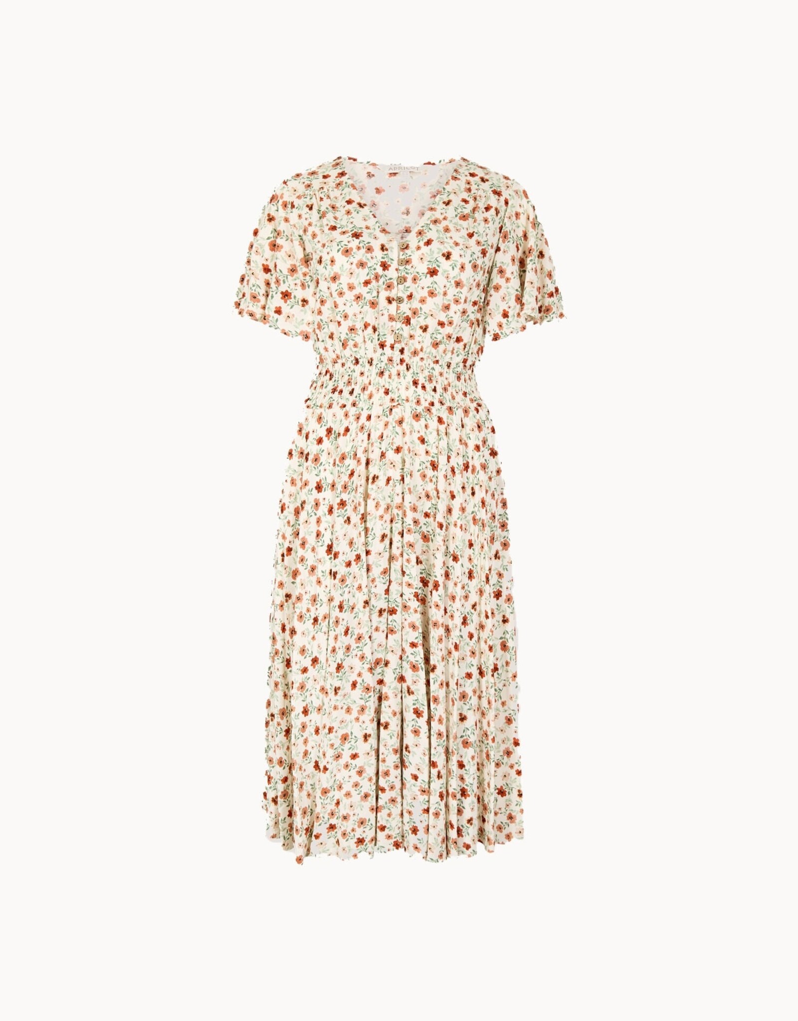 Apricot Wind Flower Coconut Btn Dress