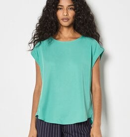 Apricot Turn Up Slv Slit Back Top