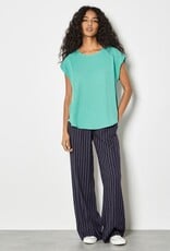 Apricot Turn Up Slv Slit Back Top
