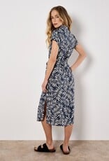 Apricot Flowing Leaves Belted Shirt Drs