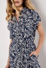 Apricot Flowing Leaves Belted Shirt Drs