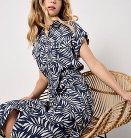 Apricot Flowing Leaves Belted Shirt Drs