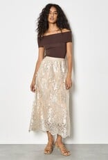 Apricot Opulent Embr Mesh Scallop Skirt