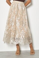 Apricot Opulent Embr Mesh Scallop Skirt