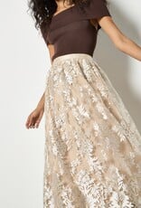 Apricot Opulent Embr Mesh Scallop Skirt