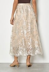 Apricot Opulent Embr Mesh Scallop Skirt