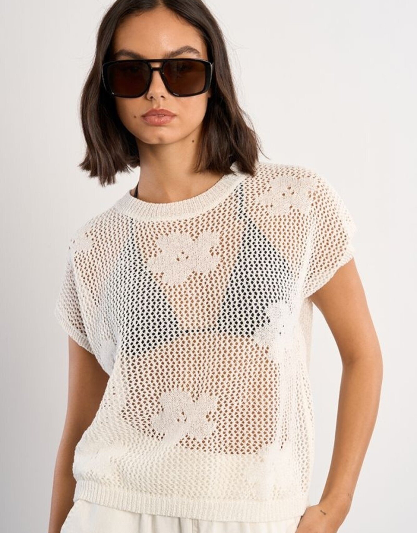 Molly Bracken Flower Crochet Sweater