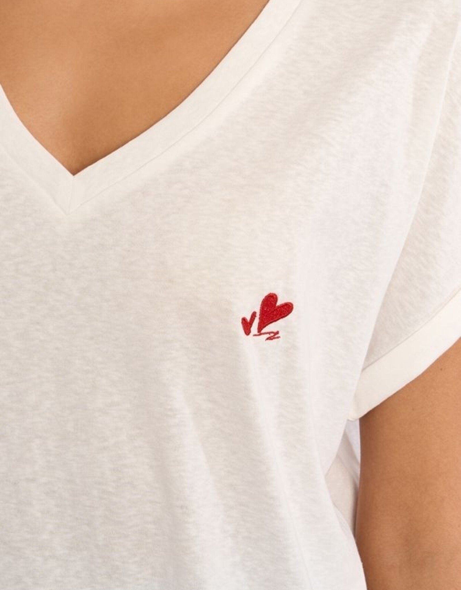 Molly Bracken Heart Emb V-Nk T-Shirt