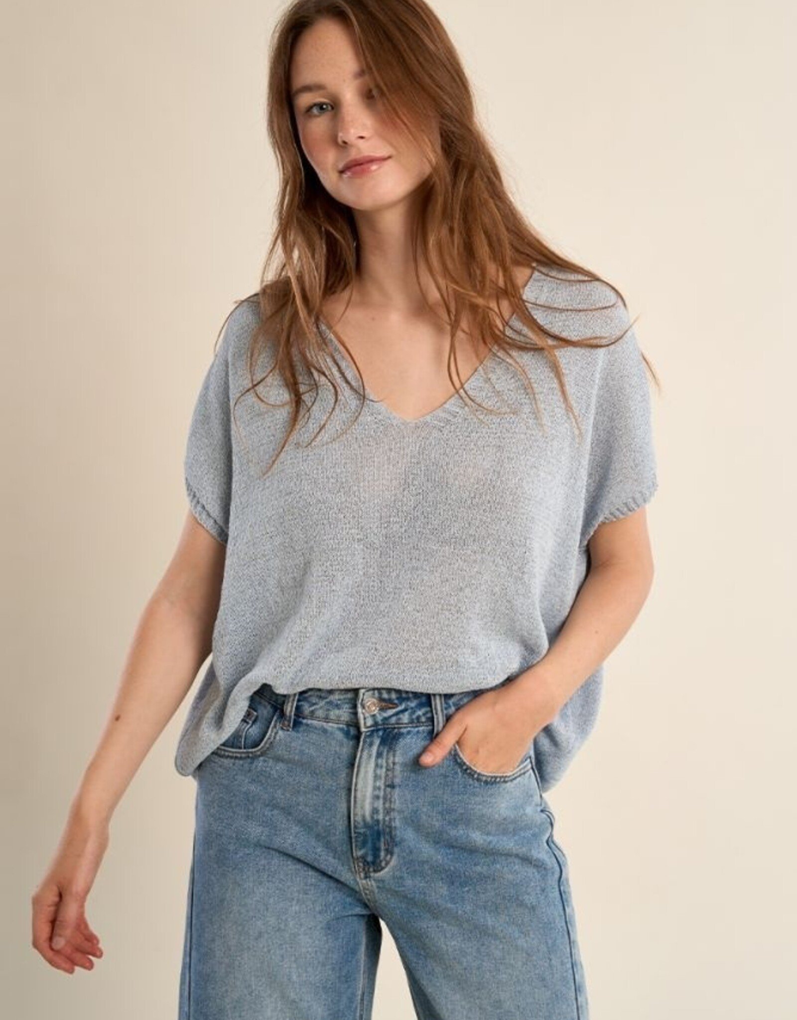 Molly Bracken Knit Loose V-Nk Top