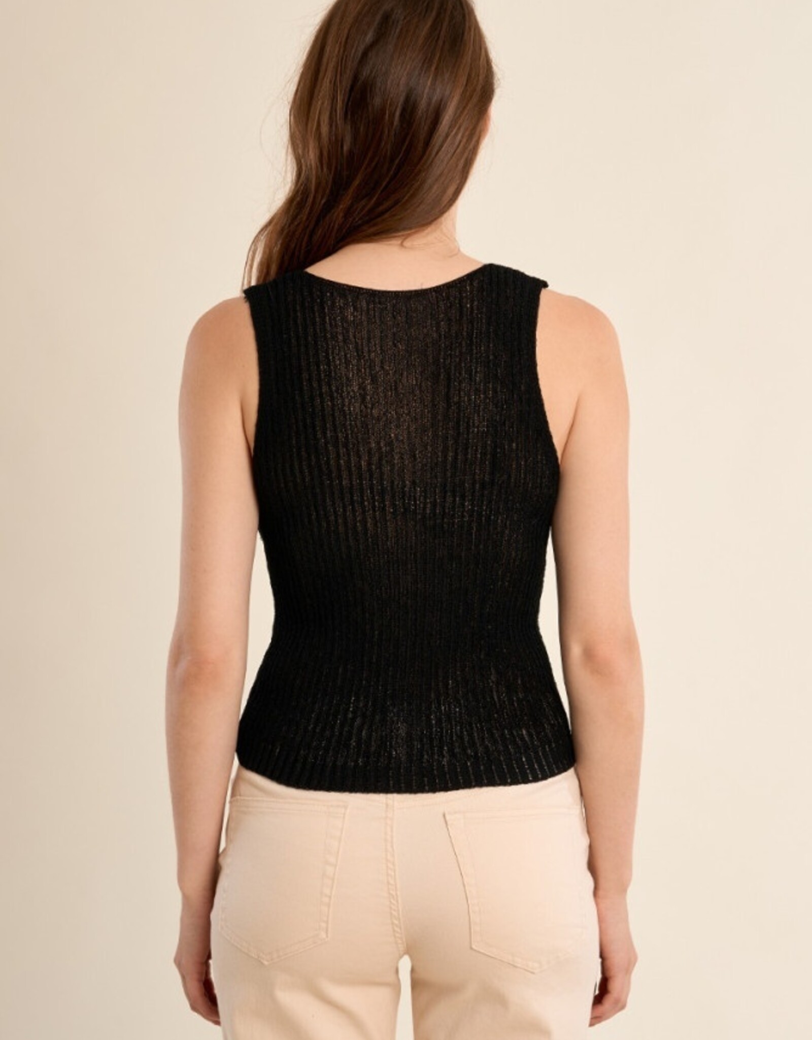 Molly Bracken Lace Knit V-Nk Sleeveless Top