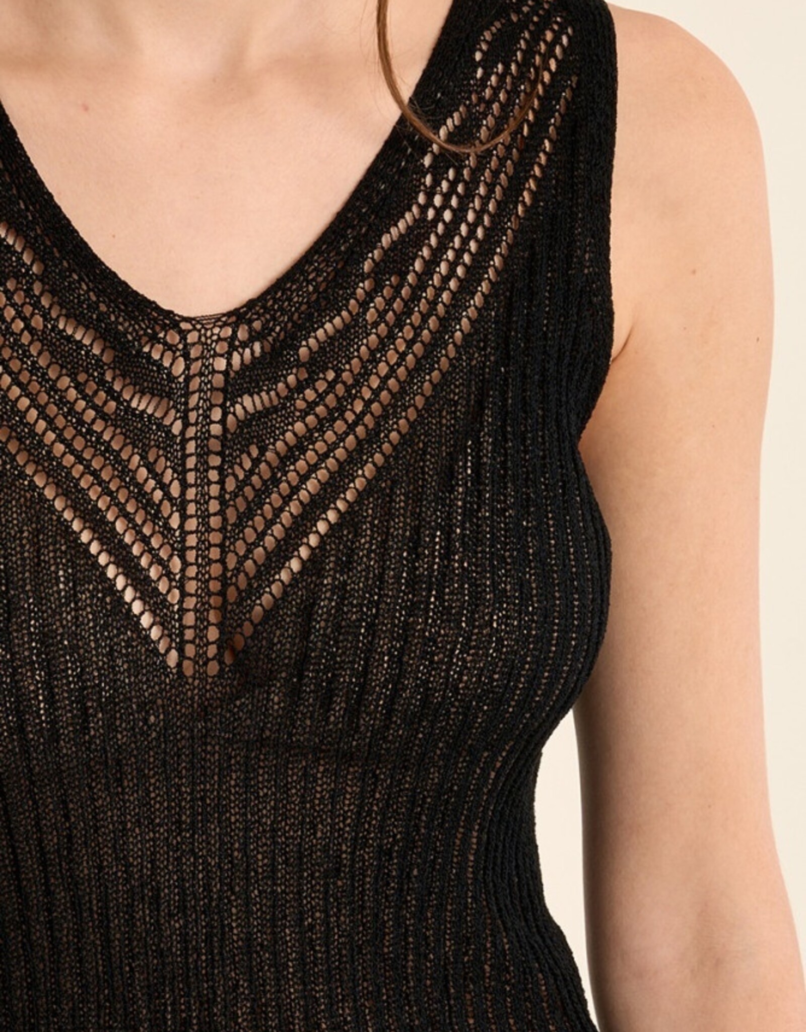 Molly Bracken Lace Knit V-Nk Sleeveless Top