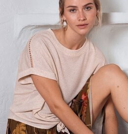 Molly Bracken Front Tie Ladder Lace Trim Top