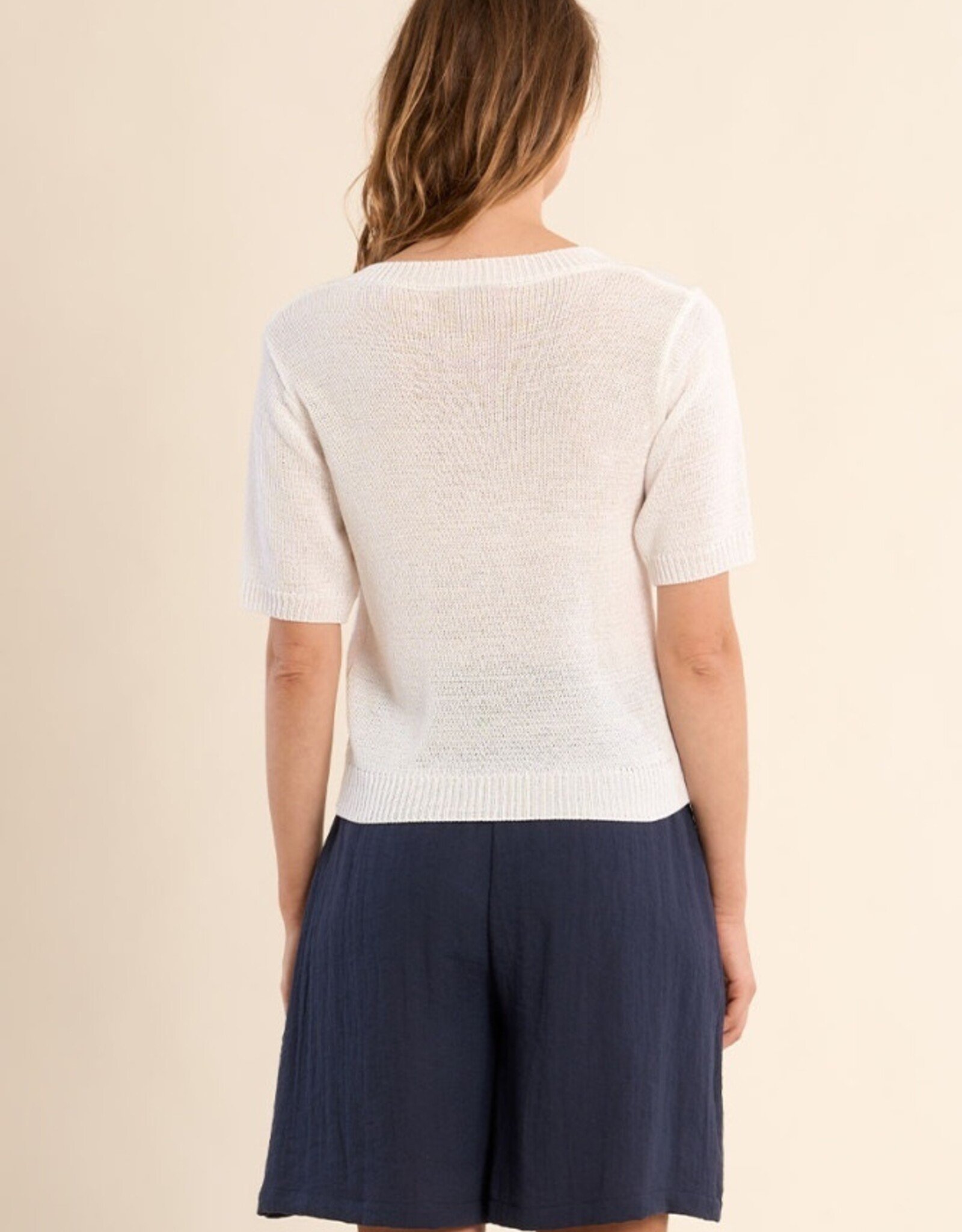 Molly Bracken Knited V-Nk Tee