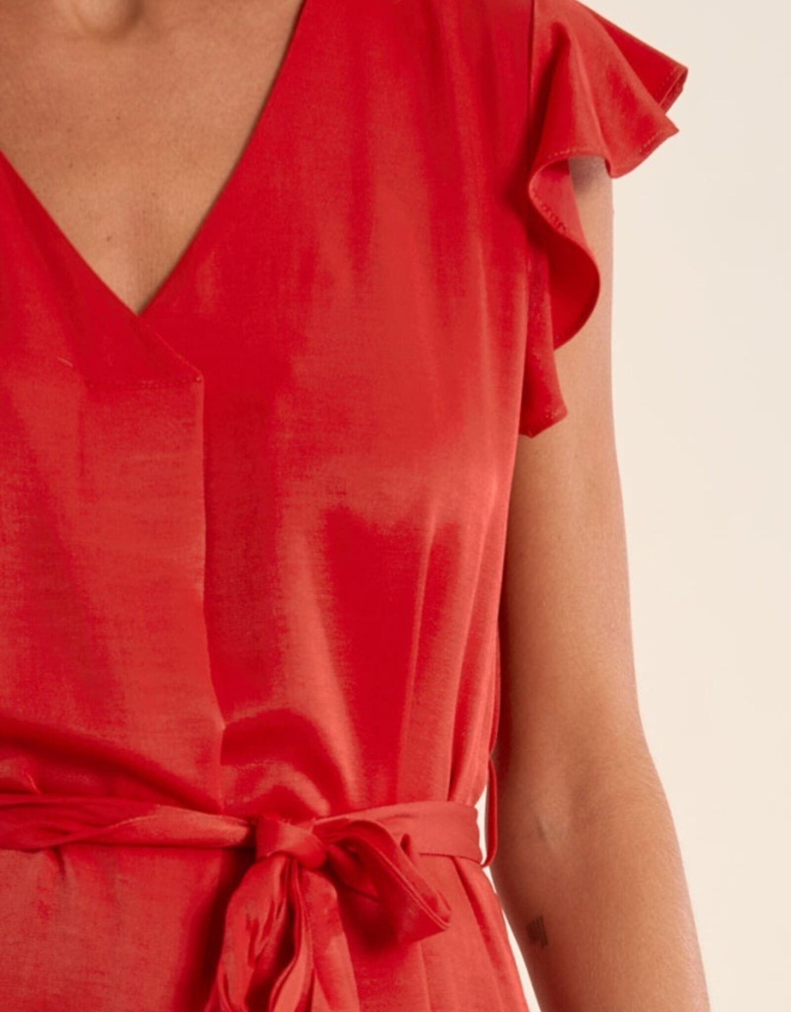 Molly Bracken Wrap Ruffle Trim Dress