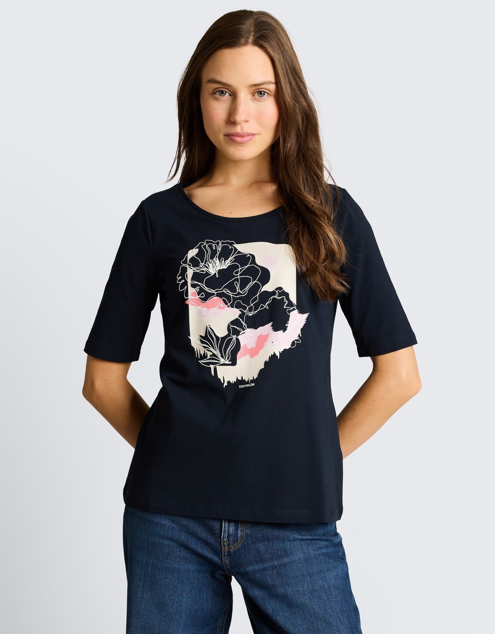 Tom Tailor Abstract Flower Print T-Shirt