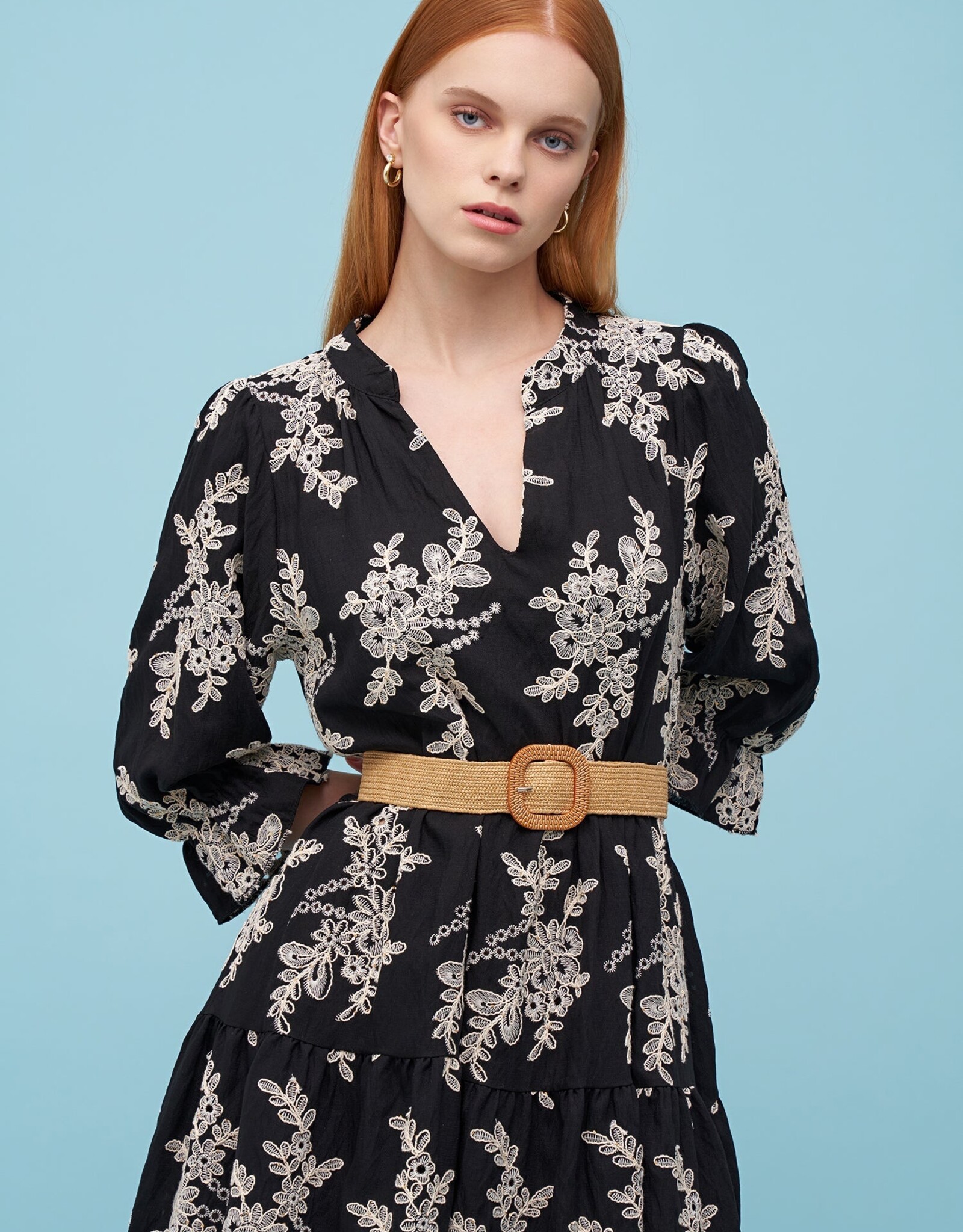 Astrid Perla Eyelet Ruffle Dress w Belt
