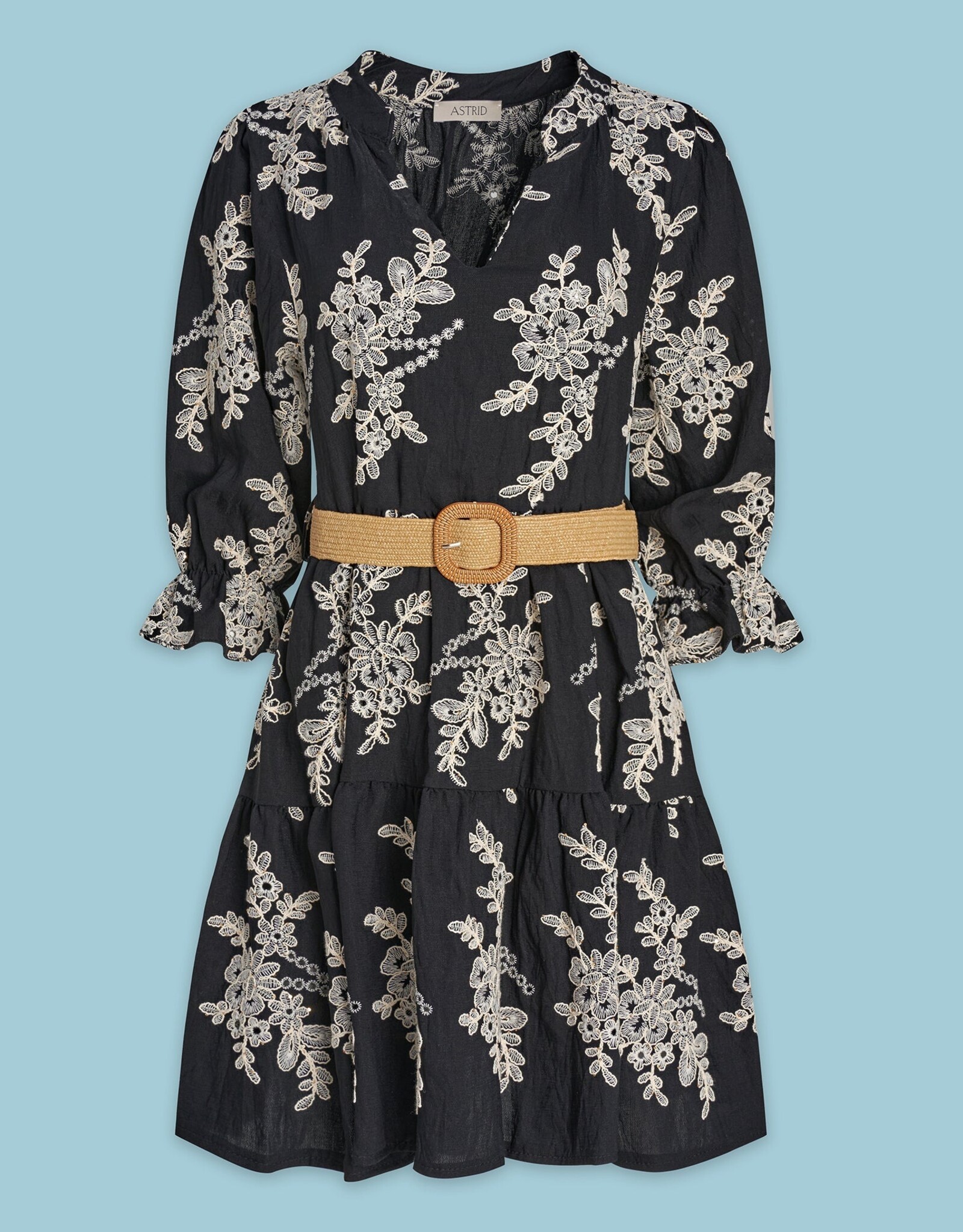 Astrid Perla Eyelet Ruffle Dress w Belt