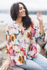 Papillon Floral BrushStroke Ballon Sleeve Blosue