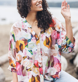 Papillon Floral BrushStroke Ballon Sleeve Blosue