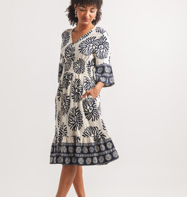 Papillon 1/2 Sleeve Boho Printed V-Neck Dress