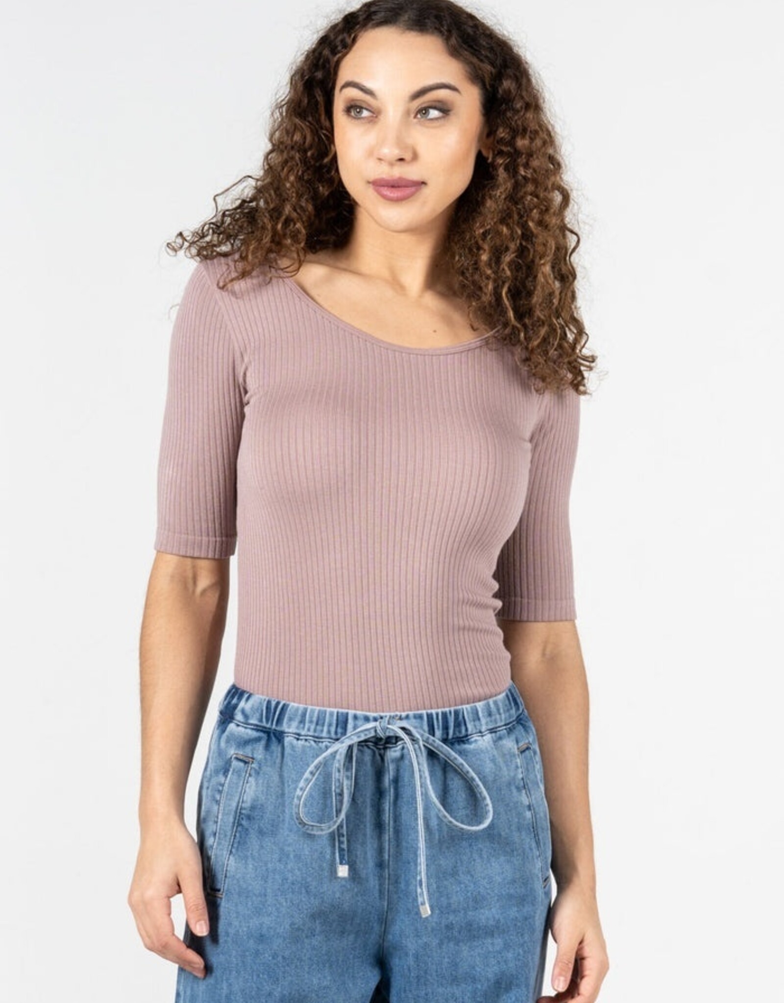 C'est Moi Rib S/S Crew Nk Top