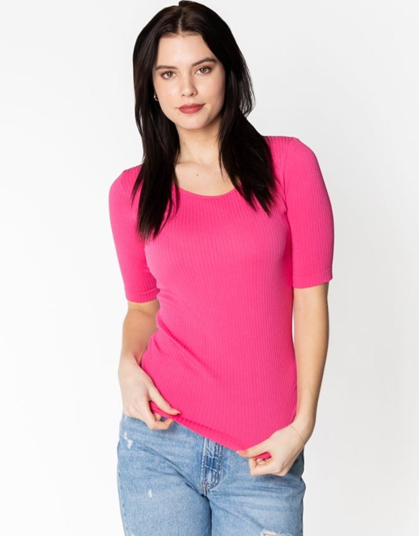 C'est Moi Rib S/S Crew Nk Top