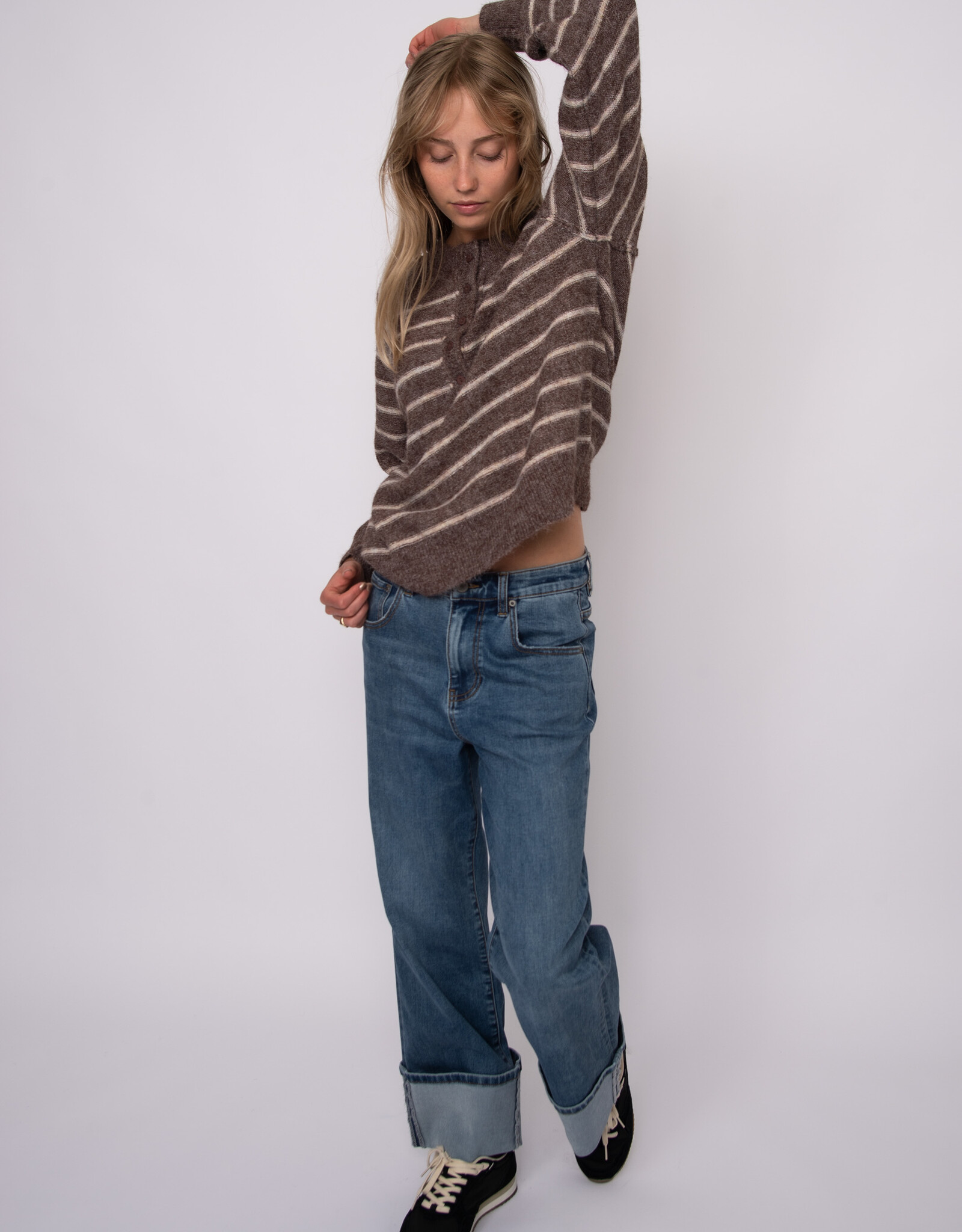 RD Style Suavia Long Ragland SL Henley Pullover